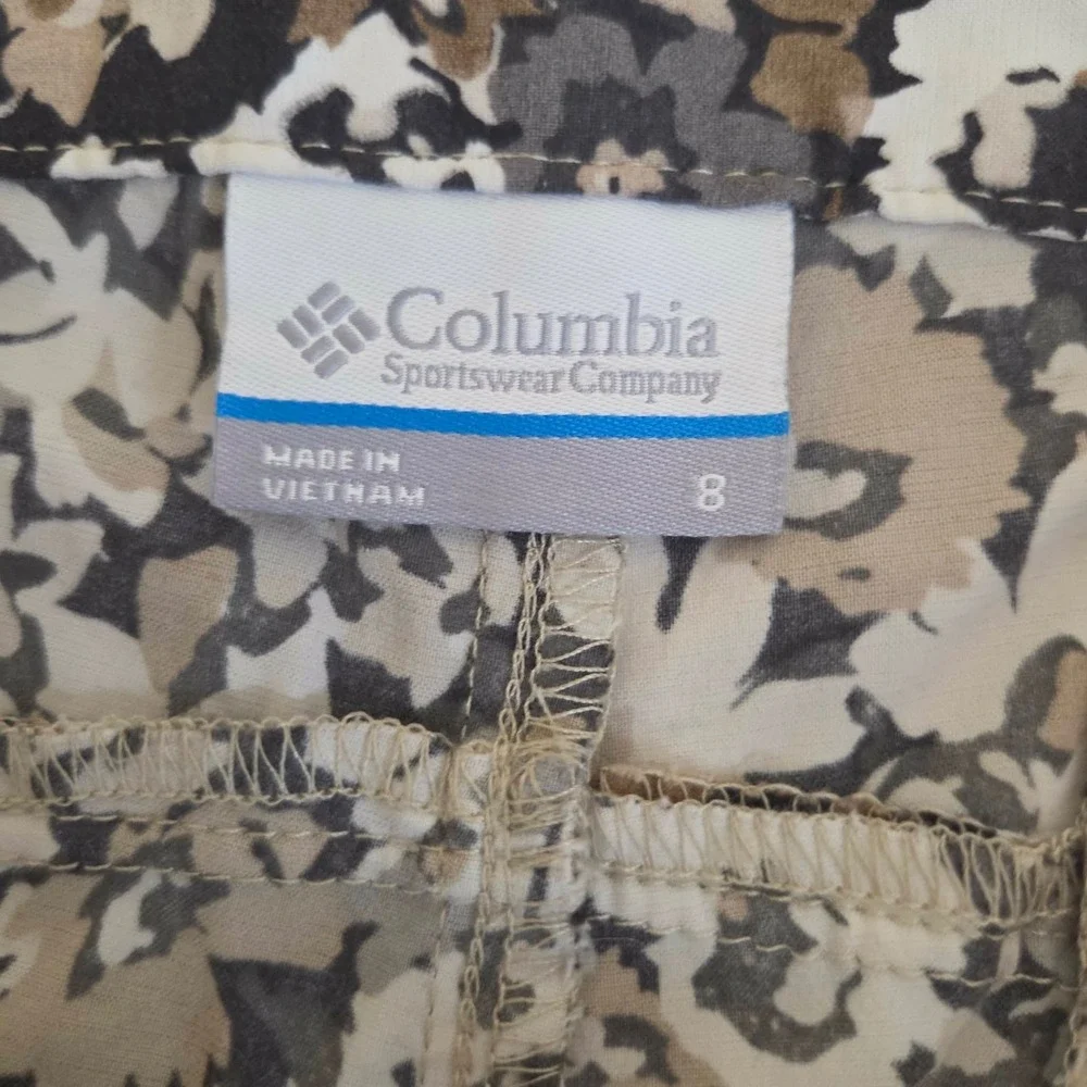 Columbia Omni-Shield Shorts Womens 8 Floral Brown Grey Hiking Outdoor - Picture 7 of 13